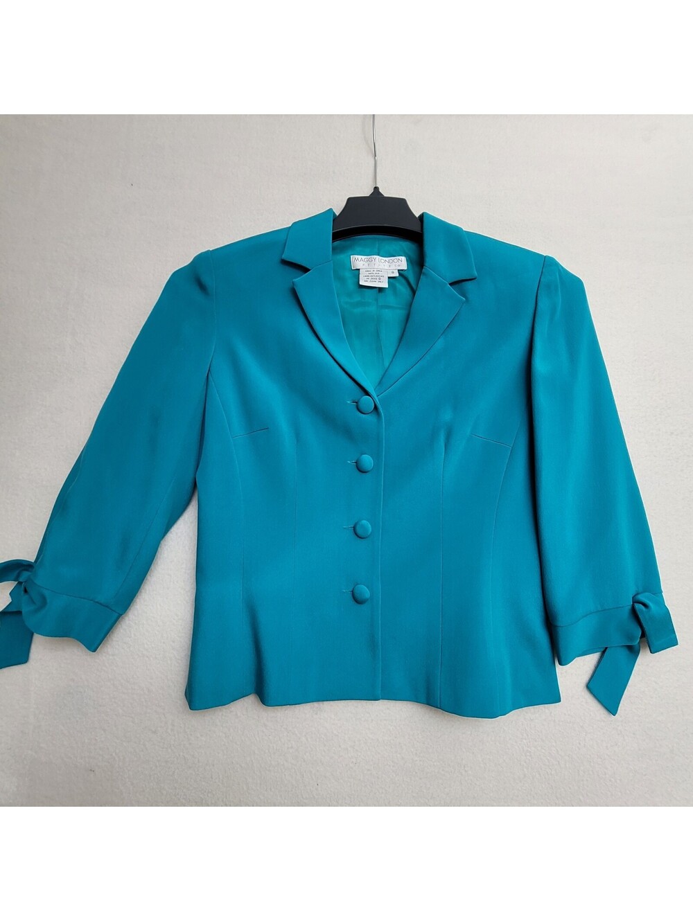 Maggy London Petite Silk Teal Suit Jacket Size 8
